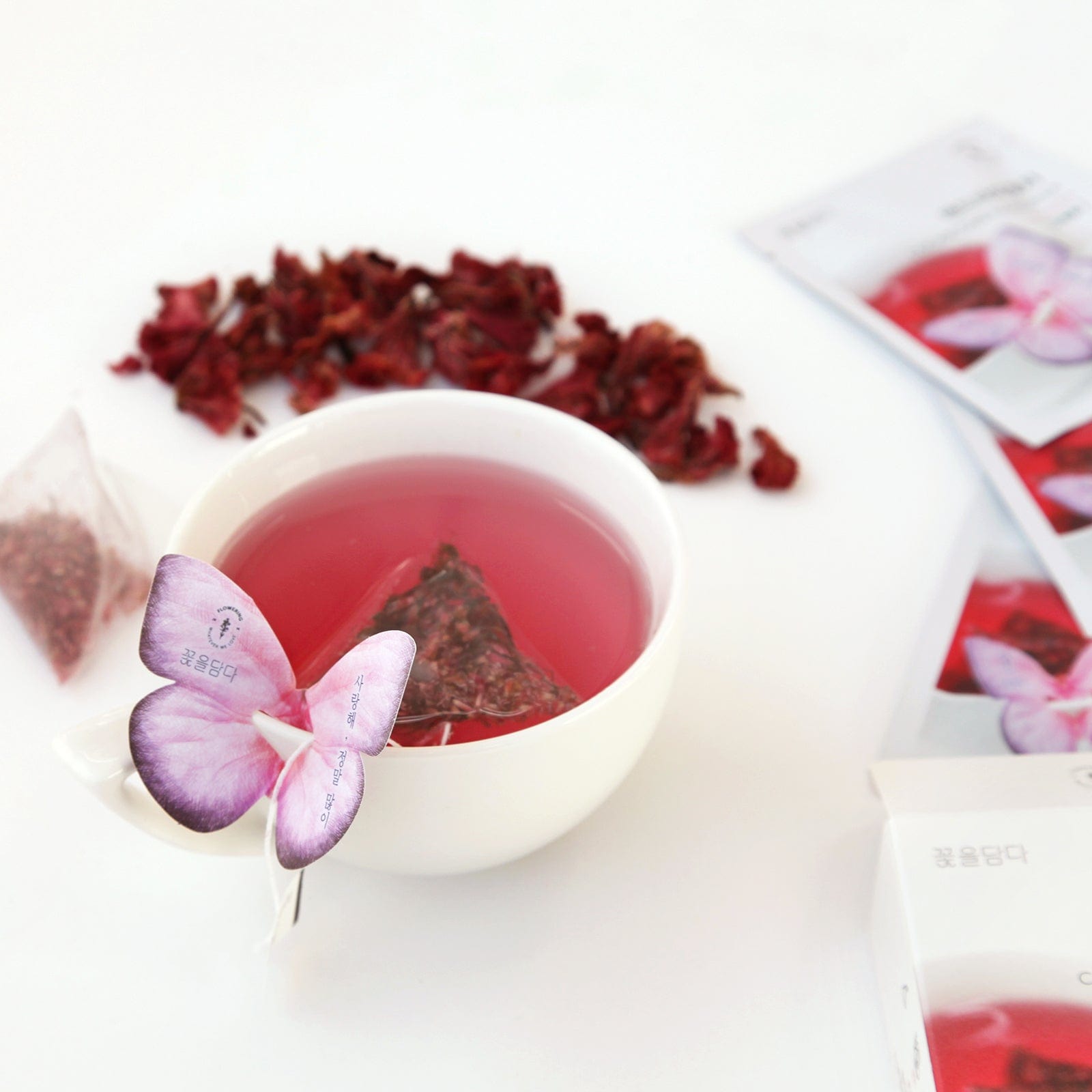 KKOKDAM Butterfly Flower Tea Bag 3 Butterfly Tea Bag Pink Gift Box