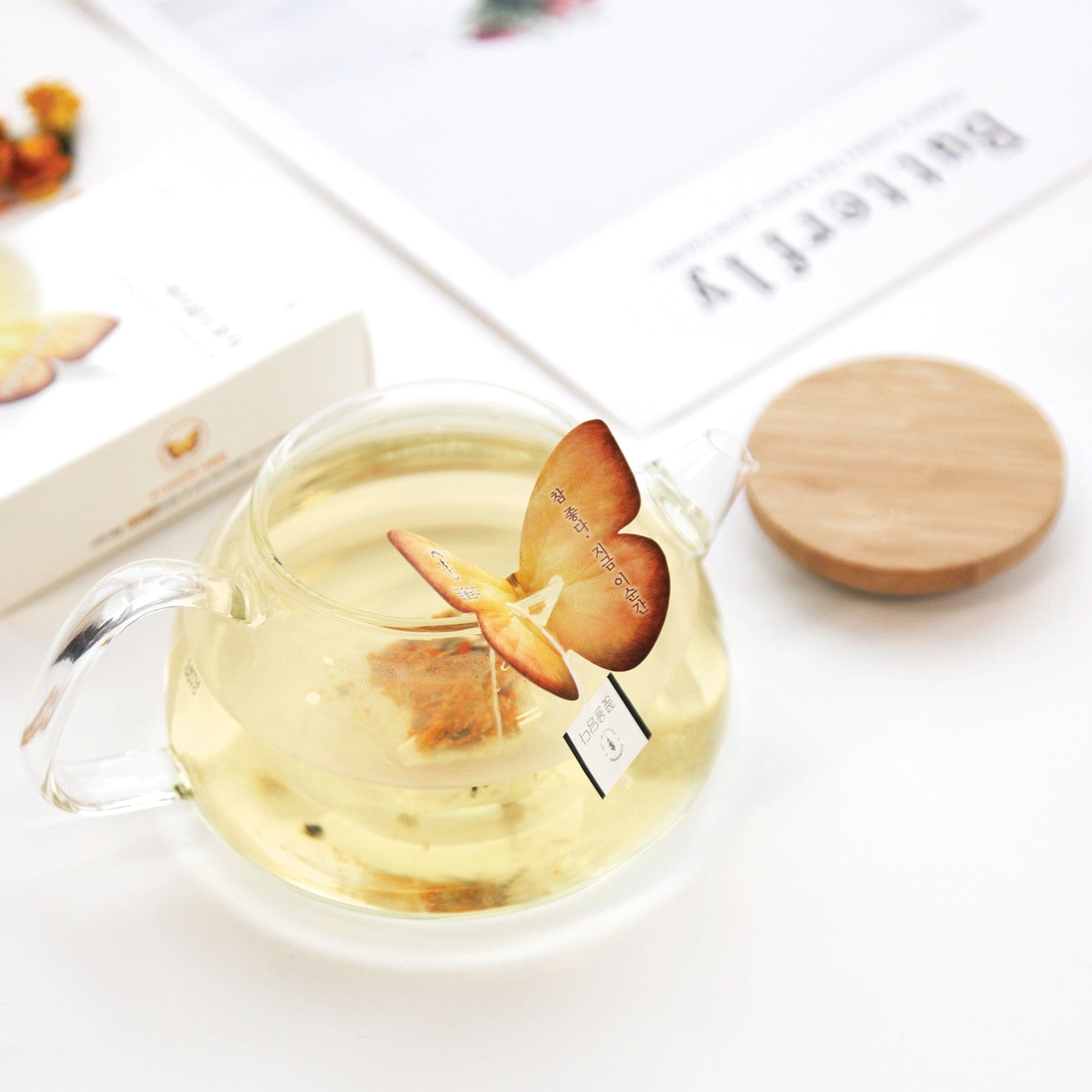 KKOKDAM Butterfly Flower Tea Bag 3 Butterfly Tea Bag Yellow Gift Box