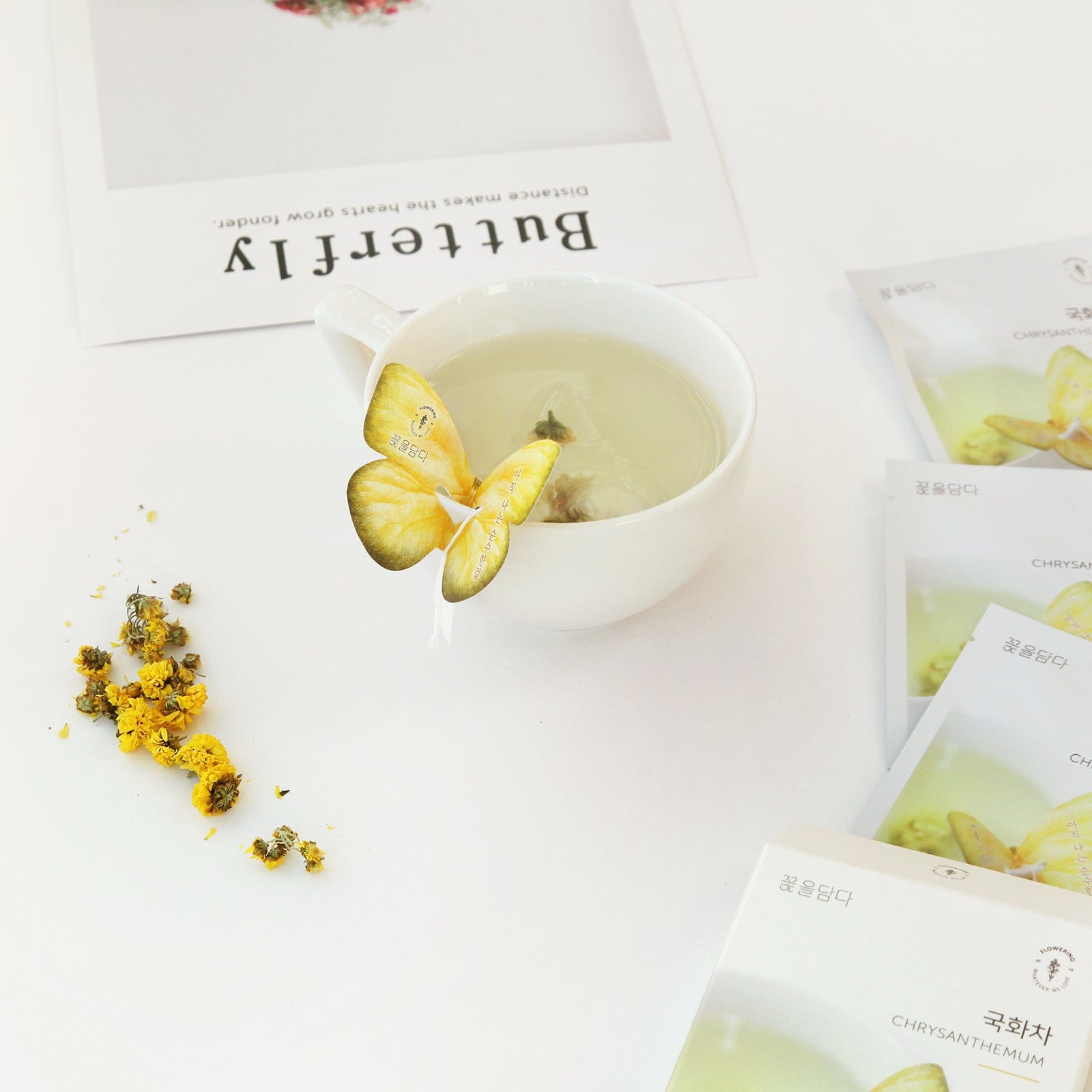 KKOKDAM Butterfly Flower Tea Bag 3 Butterfly Tea Bag Yellow Gift Box