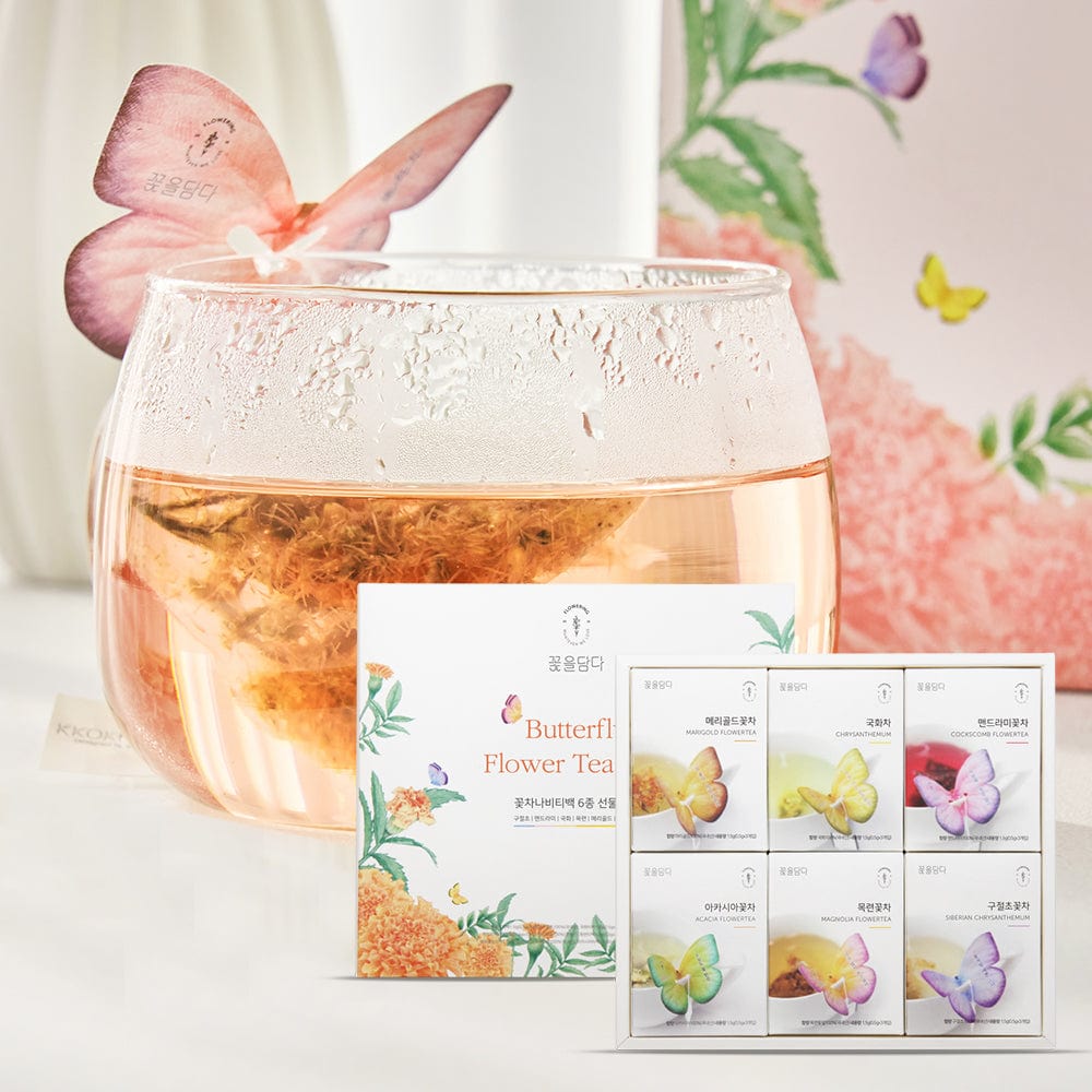 KKOKDAM Butterfly Flower Tea Bag 6 蝶々花茶 バタフライフラワーティーバッグ オレンジボックス